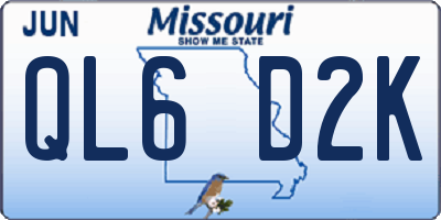 MO license plate QL6D2K