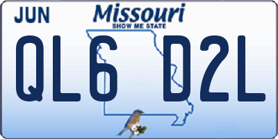 MO license plate QL6D2L