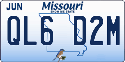 MO license plate QL6D2M