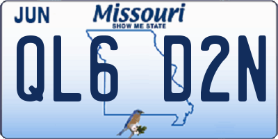 MO license plate QL6D2N