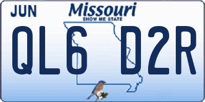 MO license plate QL6D2R