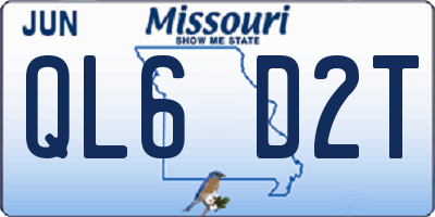MO license plate QL6D2T