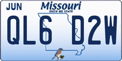 MO license plate QL6D2W