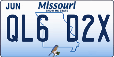 MO license plate QL6D2X