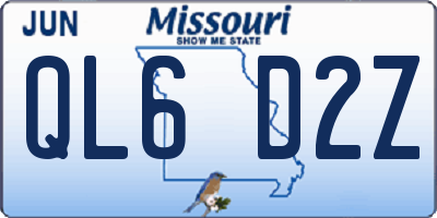 MO license plate QL6D2Z