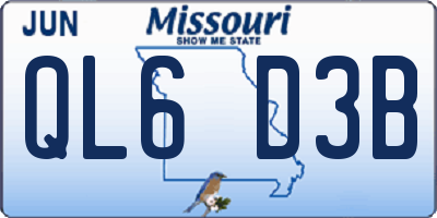 MO license plate QL6D3B