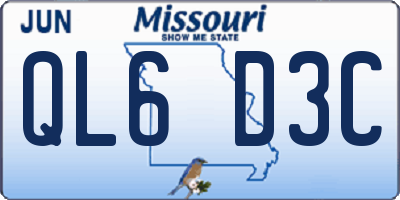 MO license plate QL6D3C