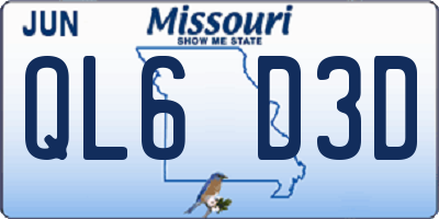 MO license plate QL6D3D