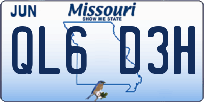 MO license plate QL6D3H