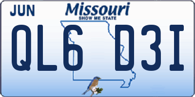 MO license plate QL6D3I