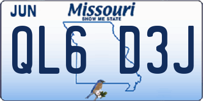 MO license plate QL6D3J