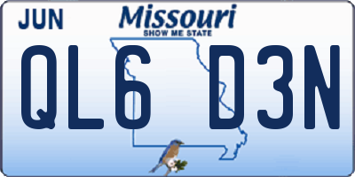 MO license plate QL6D3N