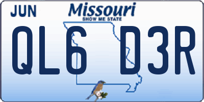 MO license plate QL6D3R