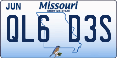 MO license plate QL6D3S