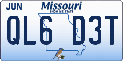 MO license plate QL6D3T