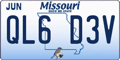 MO license plate QL6D3V
