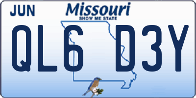 MO license plate QL6D3Y