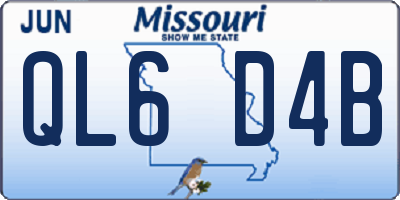 MO license plate QL6D4B