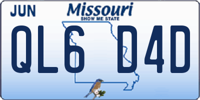 MO license plate QL6D4D