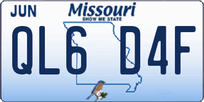 MO license plate QL6D4F