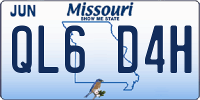 MO license plate QL6D4H