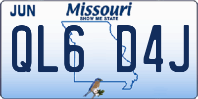 MO license plate QL6D4J