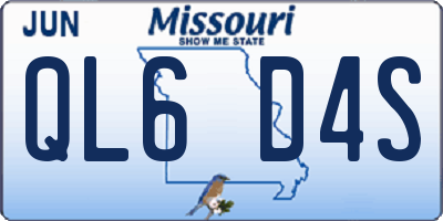 MO license plate QL6D4S