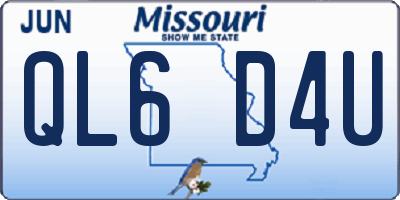 MO license plate QL6D4U