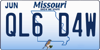 MO license plate QL6D4W