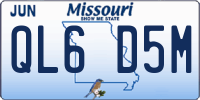 MO license plate QL6D5M