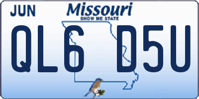 MO license plate QL6D5U