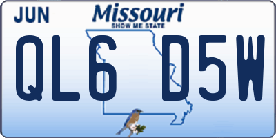 MO license plate QL6D5W