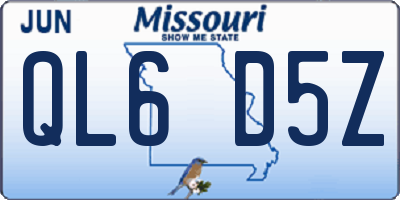 MO license plate QL6D5Z