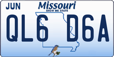 MO license plate QL6D6A