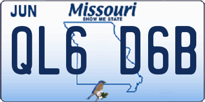MO license plate QL6D6B