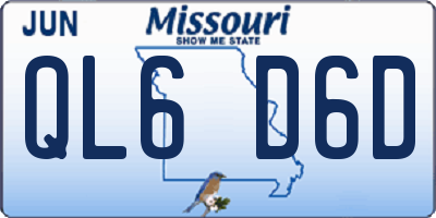 MO license plate QL6D6D
