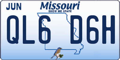 MO license plate QL6D6H