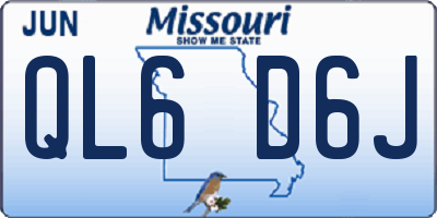 MO license plate QL6D6J