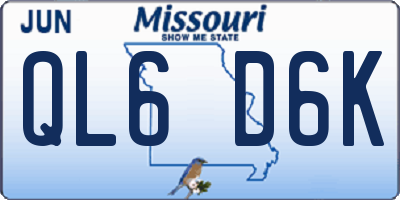 MO license plate QL6D6K