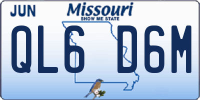 MO license plate QL6D6M