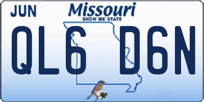 MO license plate QL6D6N