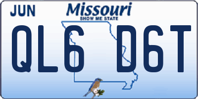 MO license plate QL6D6T
