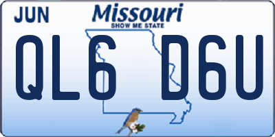 MO license plate QL6D6U