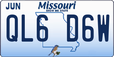 MO license plate QL6D6W