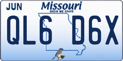 MO license plate QL6D6X