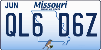 MO license plate QL6D6Z
