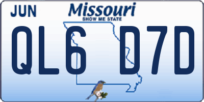 MO license plate QL6D7D