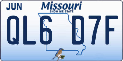 MO license plate QL6D7F