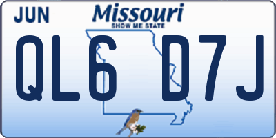 MO license plate QL6D7J