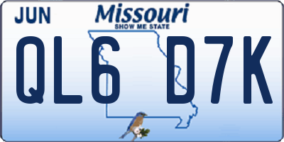 MO license plate QL6D7K